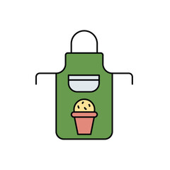 apron color line icon with white background vector stock illustration