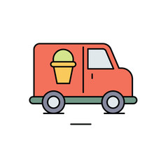 ice cream truck color line icon with white background vector stock illustration