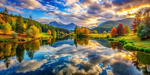 Fototapeta premium A peaceful landscape illustrating the essence of solitude, offering a quiet escape from the chaos of crowds, where