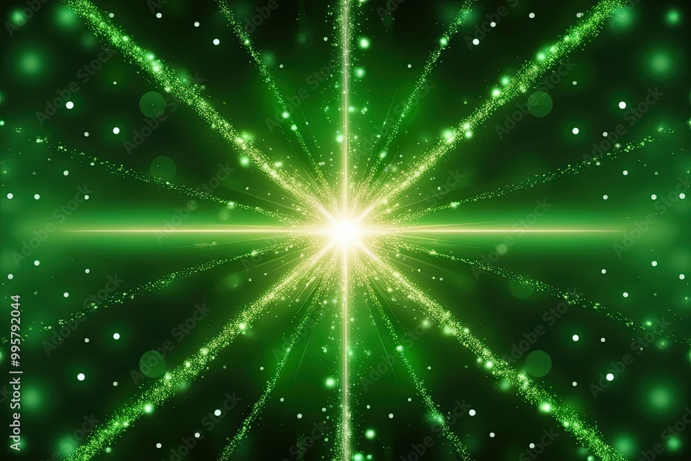 Poster radiant green particles and luminous dots in an abstract twinkling backdrop