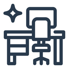 Modern Office Desk with Chair Icon