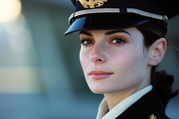 Captain of a large cruise ship stands on the bridge generative AI