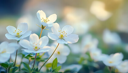 Obraz premium white wildflower spring blossoming beautiful wallpaper background