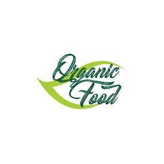 organic food lettering with a leaf