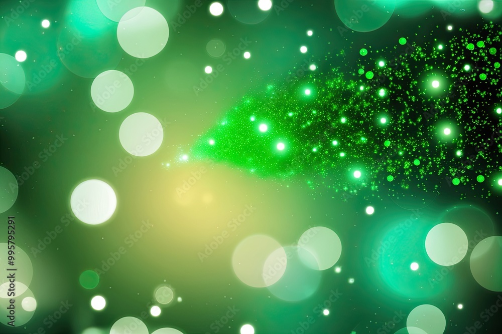 Poster Vibrant Green Particles and Shimmering Dots in an Abstract Twinkling Background