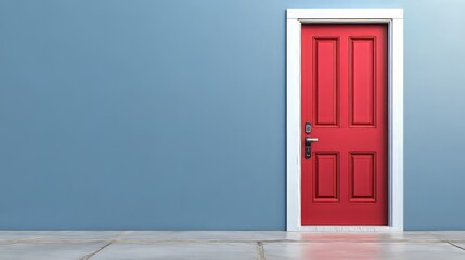 Vibrant Red Wooden Door Frames Entryway of Modern Home Interior