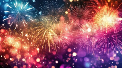 Fototapeta premium New Year's Eve Celebrations and Fireworks in Major Cities Around the World, Generative AI