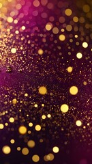 Abstract Bokeh  Purple Background With Gold Glitter.