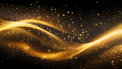 luxurious golden dust waves with glittering particles