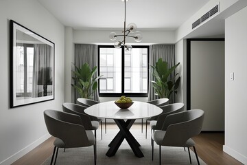 Urban Chic Minimalist Dining Room Interior in a Space-Efficient Apartment