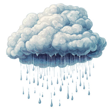 watercolor cloud raining on white background clip art preview