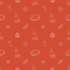 Seamless christmas pattern. New year background. Doodle illustration with christmas icons