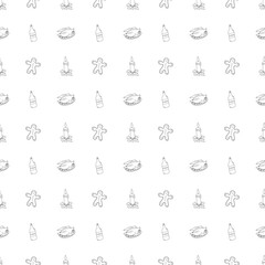 Seamless christmas pattern. New year background. Doodle illustration with christmas icons