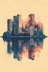 Obraz premium Oslo, Norway, color pen pencil hand-drawn effect drawing illustration for travel poster, card, wallpaper, backdrop or banner. Modern, clear, artistic and simple