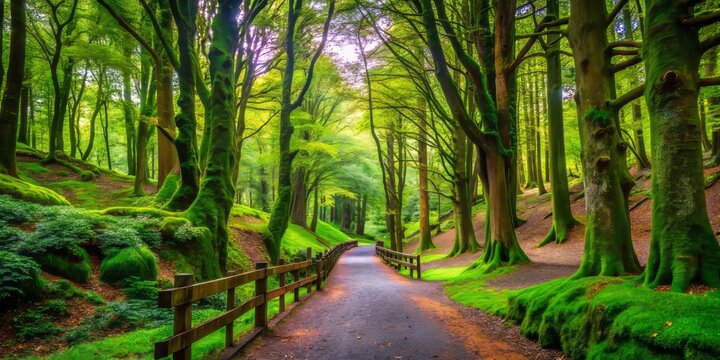 Explore Glenariff Forest Park&rsquo;s serene trails, enveloped by flourishing greenery and magnificent trees, inviting you to