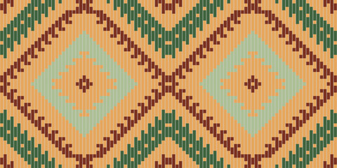 Geometric Tribal Ikat Pattern Originfolk Embroidery, Aztec Geometric Ornament Print. Design for Carpet, Wallpaper, Clothing, Wrapping, Fabric