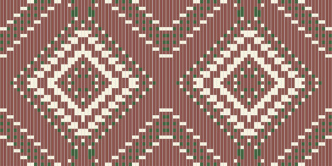 Carpet Ikat Pattern Dressfolk Embroidery, Aztec Geometric Ornament Print. Design for Carpet, Wallpaper, Clothing, Wrapping, Fabric