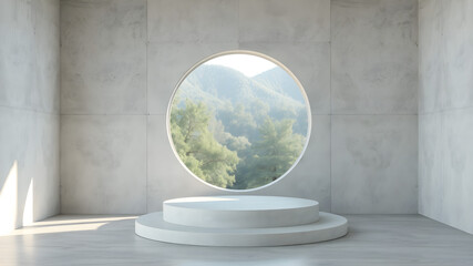 Modern Minimalist Interior with Circular Window