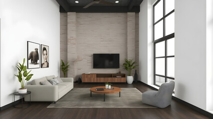 Modern Living Room with Stylish Decor and Natural Light