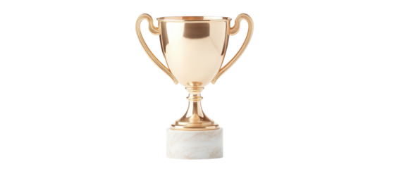 A gold cup with a white base