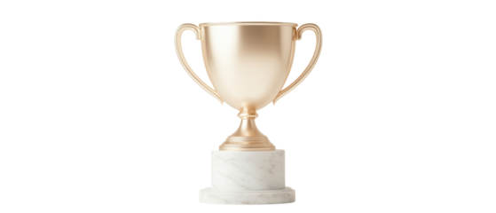 A gold cup with a white base