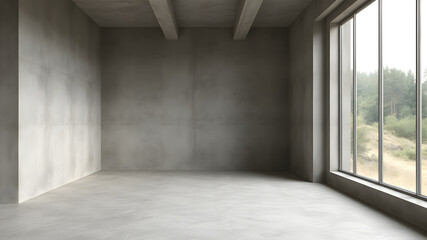 Obraz premium Modern Empty Room with Large Windows and Minimalist Design