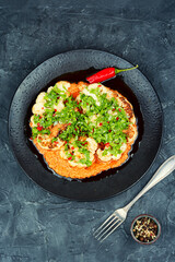 Roasted cauliflower in plate.