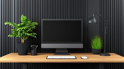 Modern Home Office Layout Inspiration for Remote Work Efficiency and Style with Copy Space for Text