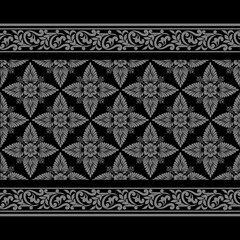 vintage damask pattern in black and white. Ornate floral design with intricate details. Perfect for wallpaper, fabric, or packaging design.