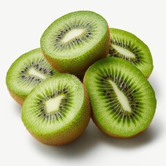 Fototapeta premium A photostock images of fresh kiwis cut in half with clean white background, no shadows