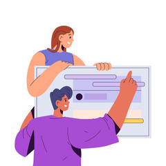 Web search system vector banner. Sign for interactive online platform with user friendly elements for navigation. Internet or online query typing box. Searching tool for UI design. Digital interface