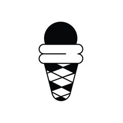 ice cream cone glyph icon with white background vector stock illustration