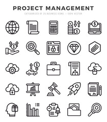 Set of Project Management Icons. Simple line art style icons pack.