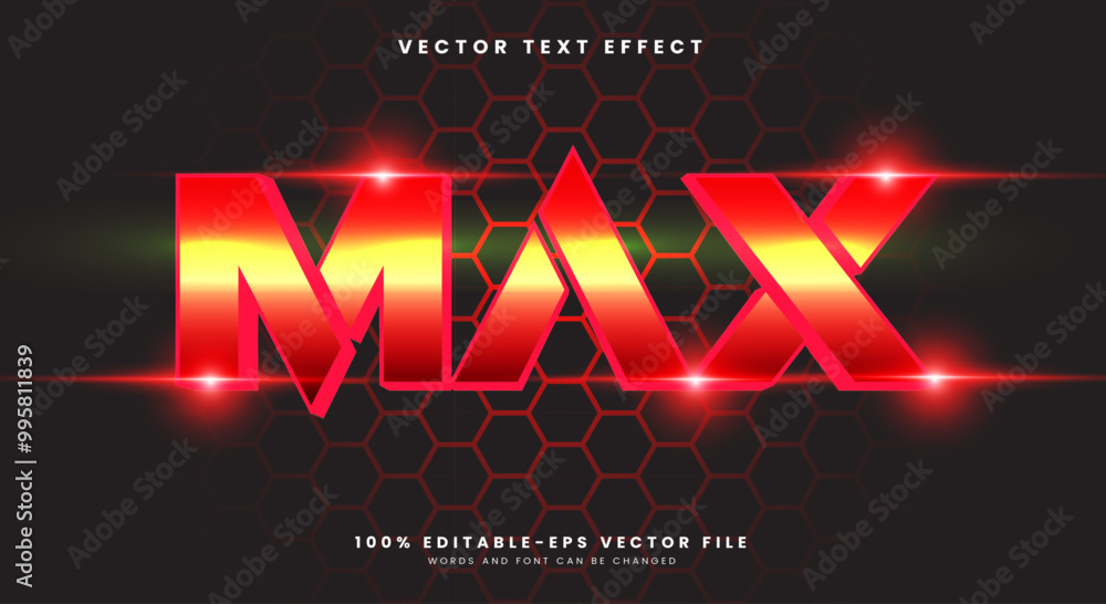 Poster super max glowing style 3d editable text effect template