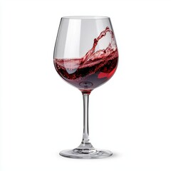 A photostock images of red wine glass with a dark liquid with clean white background, no shadows