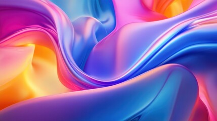 Fototapeta premium A vibrant abstract swirl of silky fabric showcasing a blend of blue, pink, and orange hues.