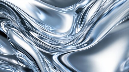 A mesmerizing abstract swirl of silver liquid metal, showcasing fluidity and depth with shimmering reflections.