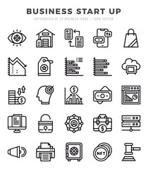 Business Start Up Icons Pack Lineal Style. Vector illustration.