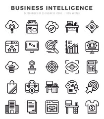 Business Intelligence. Lineal icons Pack. vector illustration.