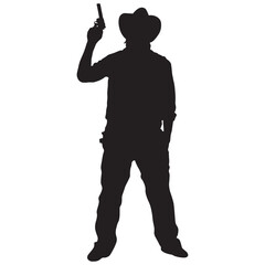 Cowboy Silhouette on White Background. Flat Vector Graphic