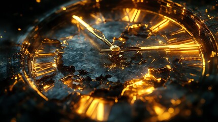 Fototapeta premium Abstract clock face blinking with fractured time segments, surreal time concept, Blinking clock, Surreal time