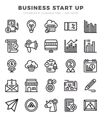 Set of Business Start Up icons in Lineal style. Lineal Icons symbol collection.