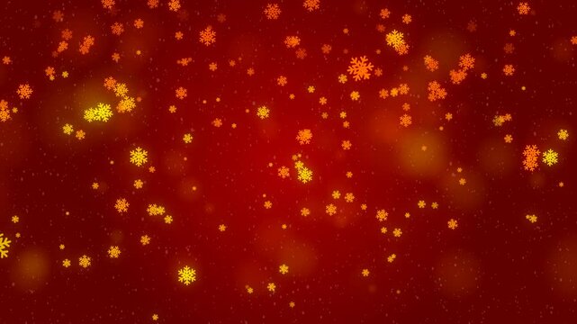 beautiful red snowflakes background snowfall background for Christmas commercial uses, beautiful snowflake falling background animation