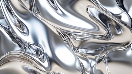 Abstract metallic texture with fluid silver waves, creating a sleek, modern aesthetic.