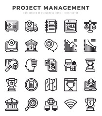 Project Management Icon Pack 25 Vector Symbols for Web Design.