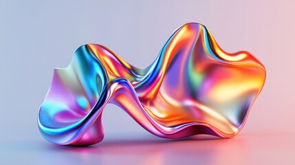 Obraz premium Abstract colorful fluid shape with iridescent textures and smooth curves, creating a captivating visual effect.