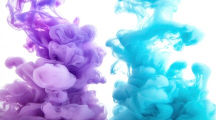 Obraz premium Clear water showcases vibrant swirling patterns as purple and blue ink blend together in mesmerizing formations and shapes