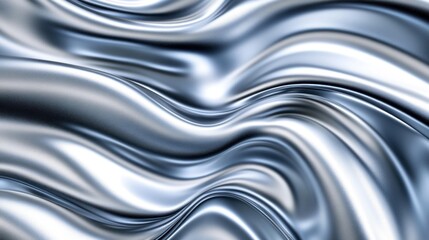 Fluid silver fabric with soft waves and reflections, creating a modern and elegant aesthetic.