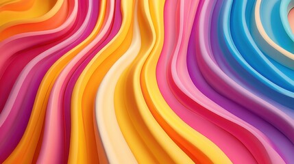 Obraz premium Vibrant wavy patterns in warm and cool colors create an energetic and playful abstract design.