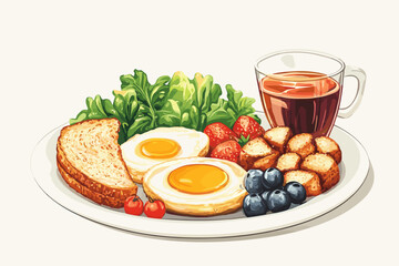 Healthy breakfast vector illustration of food for breakfast. Morning meal. Breakfast menu
